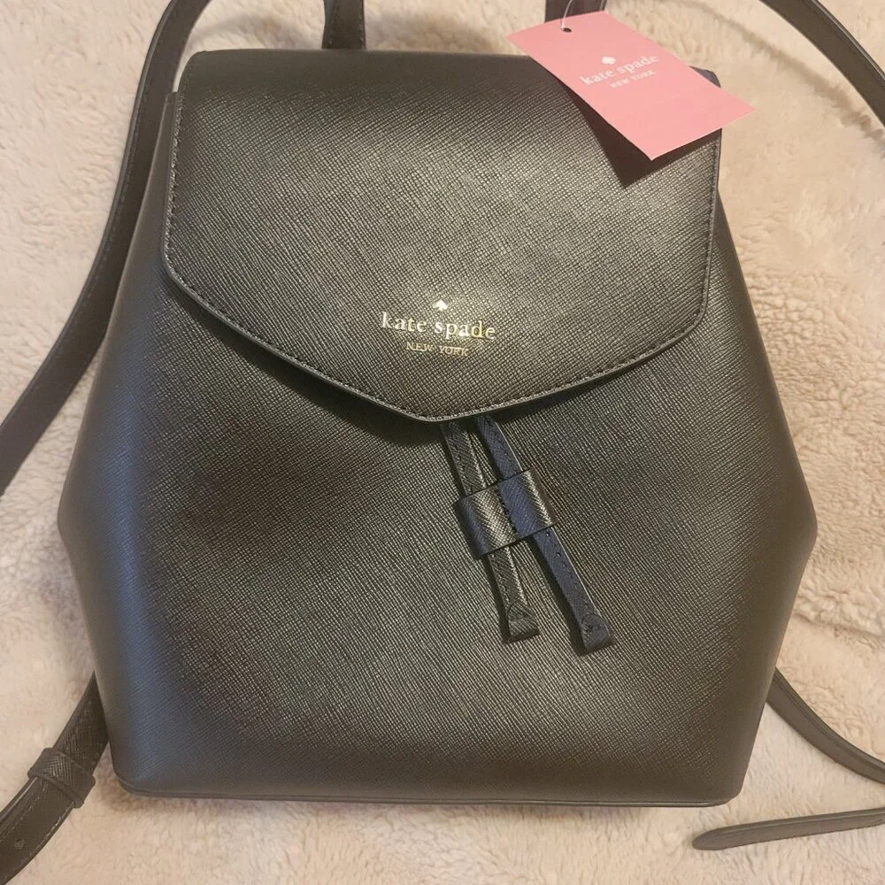 ♠️Kate Spade Black Medium Flap Backpack♠️ - Picture 7 of 16